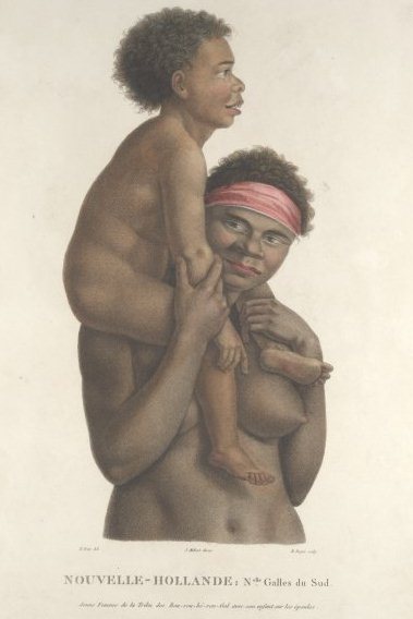 Nouvelle Holland, Nelle jeune femme de la tribe Bou-roube-ron-gal by Barthelemy Roger, courtesy National Library of Australia   